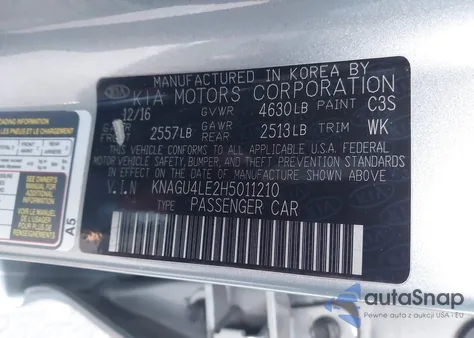 2017 Kia Optima Hybrid Ex from USA, damaged, VIN KNAGU4LE2H5011210
